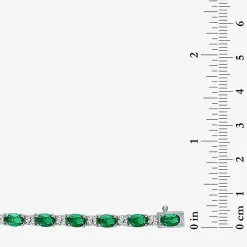 Gemstone Sterling Silver Oval 7.5 Inch Tennis Bracelet