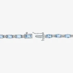 Gemstone Sterling Silver Oval 7.5 Inch Tennis Bracelet