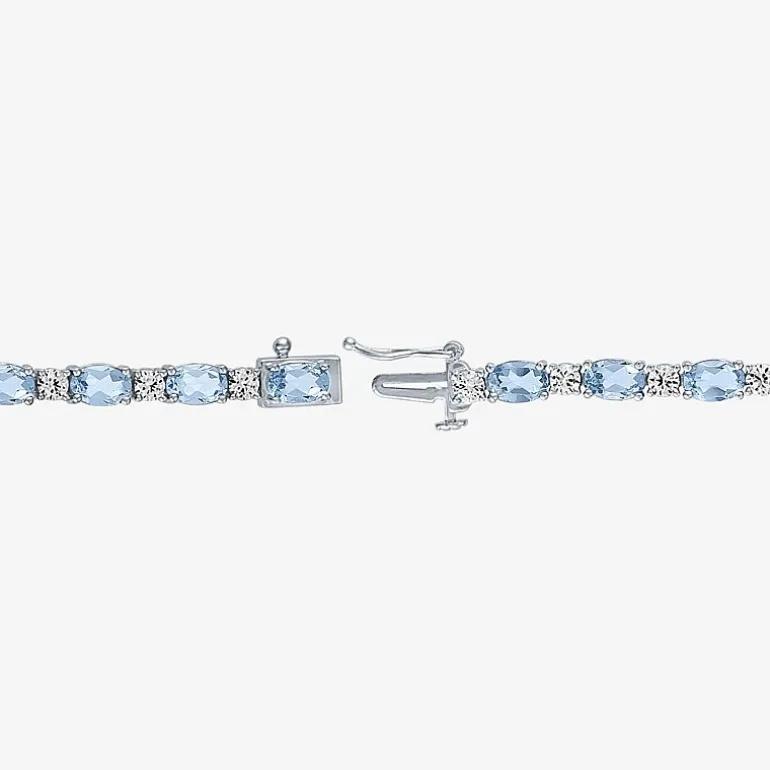 Gemstone Sterling Silver Oval 7.5 Inch Tennis Bracelet