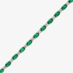 Gemstone Sterling Silver Oval 7.5 Inch Tennis Bracelet