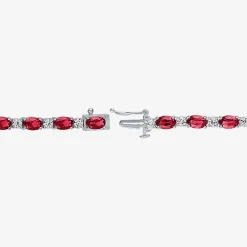 Gemstone Sterling Silver Oval 7.5 Inch Tennis Bracelet