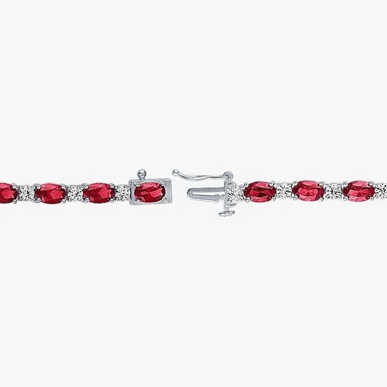 Gemstone Sterling Silver Oval 7.5 Inch Tennis Bracelet