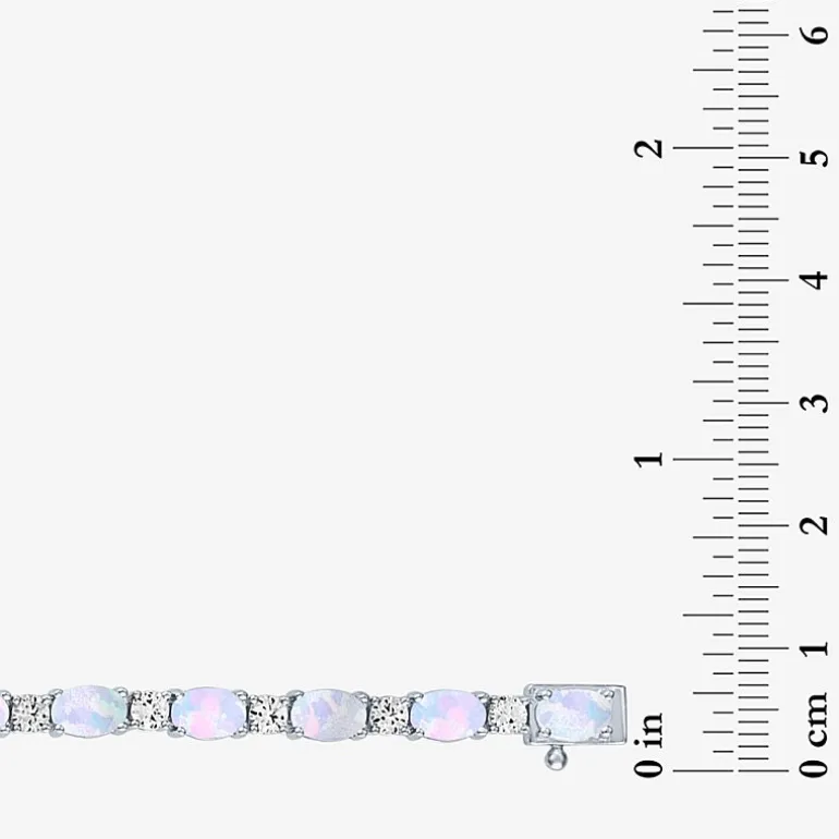 Gemstone Sterling Silver Oval 7.5 Inch Tennis Bracelet