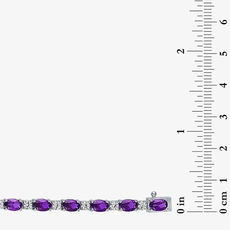 Gemstone Sterling Silver Oval 7.5 Inch Tennis Bracelet