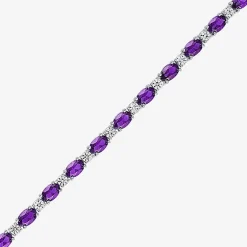 Gemstone Sterling Silver Oval 7.5 Inch Tennis Bracelet