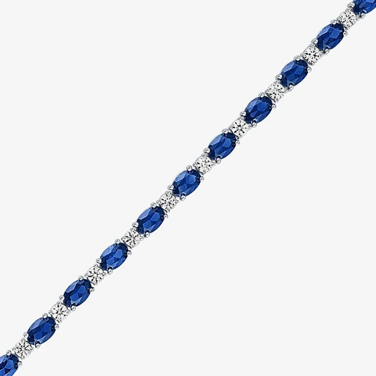 Gemstone Sterling Silver Oval 7.5 Inch Tennis Bracelet