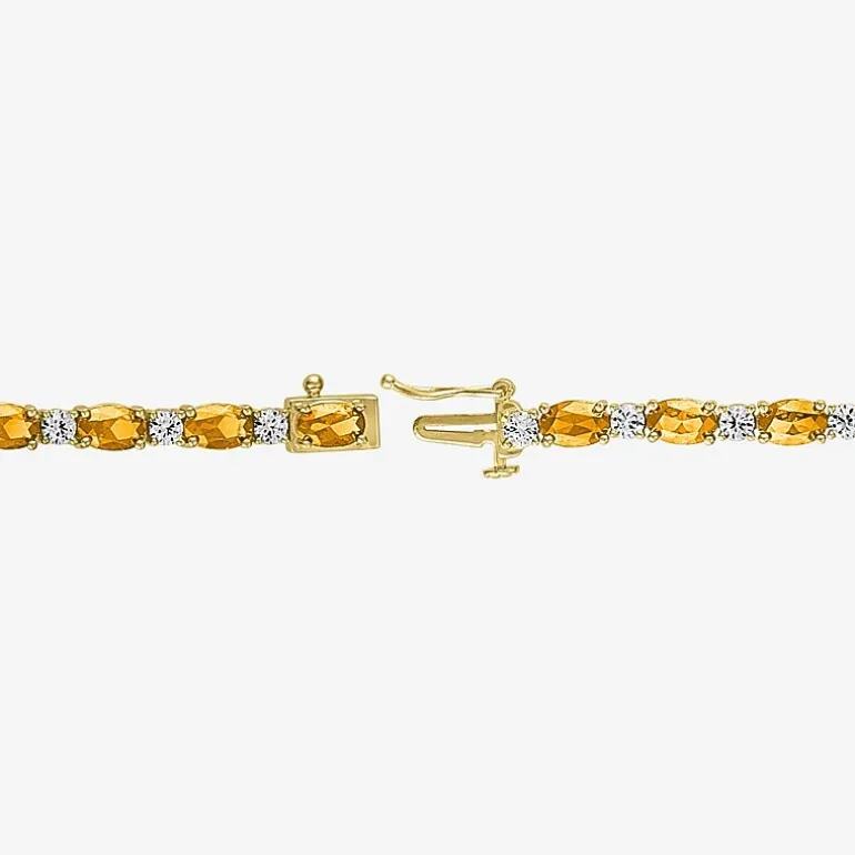 Gemstone Sterling Silver Oval 7.5 Inch Tennis Bracelet