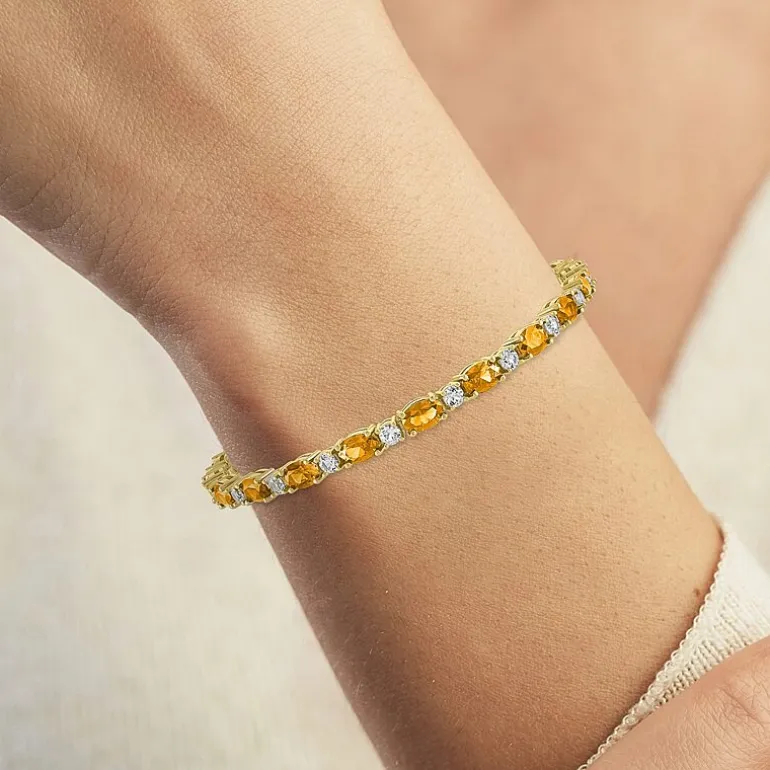 Gemstone Sterling Silver Oval 7.5 Inch Tennis Bracelet