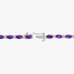 Gemstone Sterling Silver Oval 7.5 Inch Tennis Bracelet