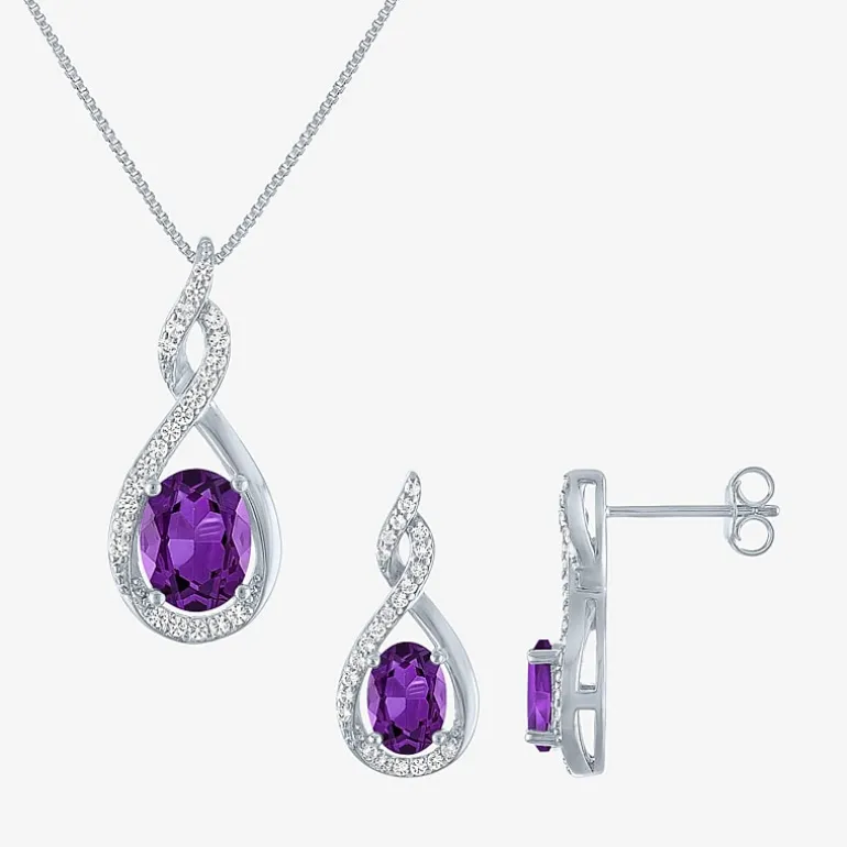 Gemstone Sterling Silver 2-pc. Oval Jewelry Set
