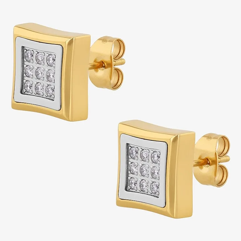 (G-H / I1) 1/4 CT. T.W. Lab Grown White Diamond Stainless Steel 10.7mm Square Stud Earrings