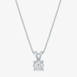 (G-H / I1-I2) Womens 1/5 CT.  Lab Grown White Diamond Sterling Silver Round 18 Inch Pendant Necklace