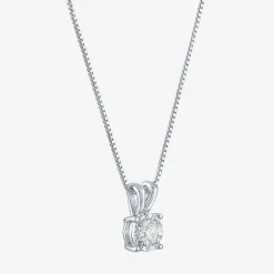(G-H / I1-I2) Womens 1/5 CT.  Lab Grown White Diamond Sterling Silver Round 18 Inch Pendant Necklace