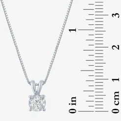(G-H / I1-I2) Womens 1/5 CT.  Lab Grown White Diamond Sterling Silver Round 18 Inch Pendant Necklace