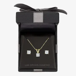(G-H / I1-I2) Womens 1/3 CT. T.W. Lab-Grown Diamond Sterling Silver Round 2-pc. Jewelry Set