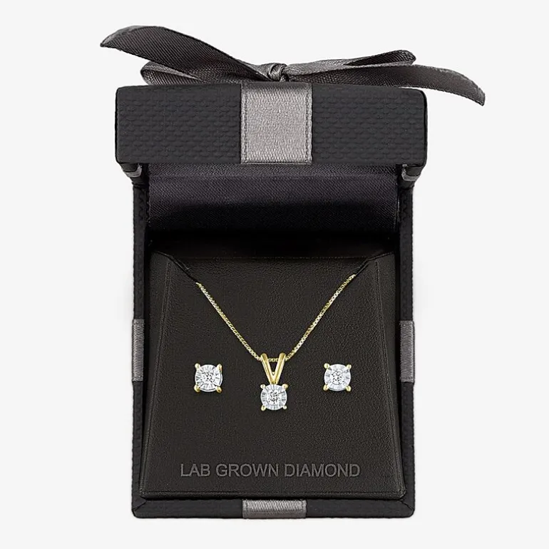 (G-H / I1-I2) Womens 1/3 CT. T.W. Lab-Grown Diamond Sterling Silver Round 2-pc. Jewelry Set