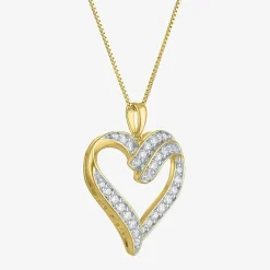 (G-H / I1-I2) Womens 5/8 CT. T.W. Lab Grown White Diamond 14K Gold Over Silver Sterling Silver Heart 18 Inch Pendant Necklace