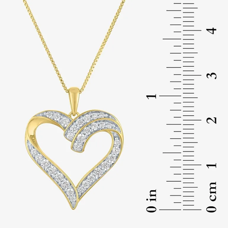 (G-H / I1-I2) Womens 5/8 CT. T.W. Lab Grown White Diamond 14K Gold Over Silver Sterling Silver Heart 18 Inch Pendant Necklace