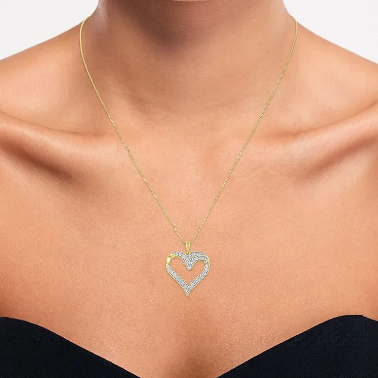 (G-H / I1-I2) Womens 5/8 CT. T.W. Lab Grown White Diamond 14K Gold Over Silver Sterling Silver Heart 18 Inch Pendant Necklace