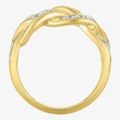 (G-H / I1-I2) Womens 1 CT. T.W. Lab Grown White Diamond 10K Gold Crossover Cocktail Ring