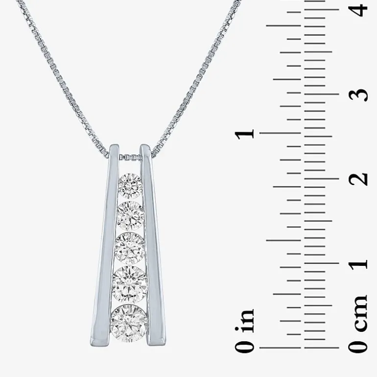 (G-H / SI2-I1) Womens 1 CT.T.W. Lab-Grown Diamond 10K White or Yellow Gold Pendant Necklace