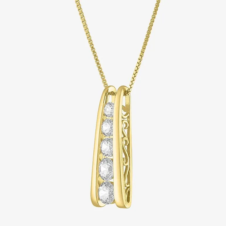 (G-H / SI2-I1) Womens 1 CT.T.W. Lab-Grown Diamond 10K White or Yellow Gold Pendant Necklace