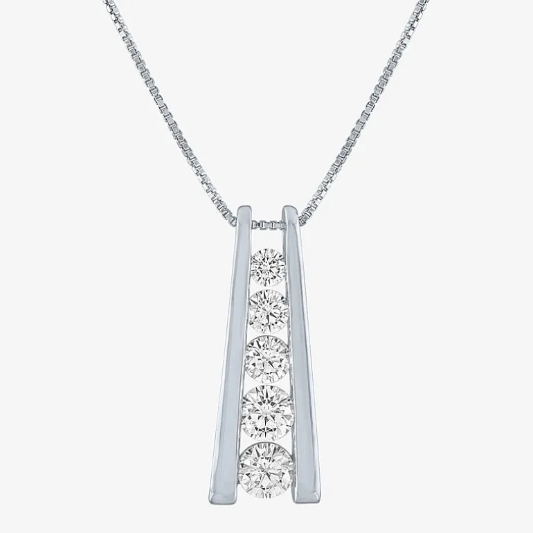(G-H / SI2-I1) Womens 1 CT.T.W. Lab-Grown Diamond 10K White or Yellow Gold Pendant Necklace