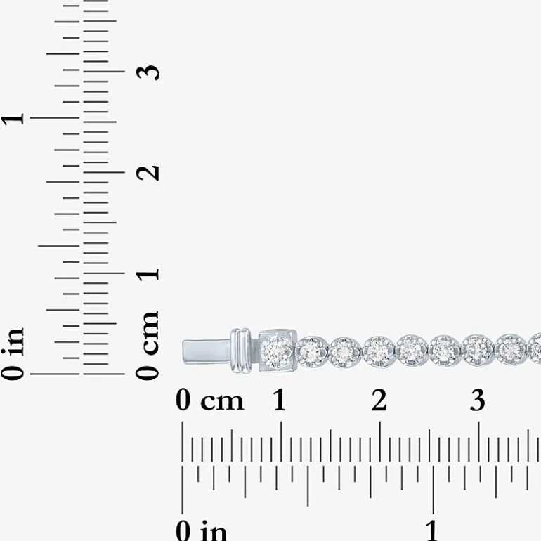 (G-H / Si2-I1) Womens 2 CT. T.W. Lab Grown White Diamond Sterling Silver 7.25 Inch Tennis Bracelet