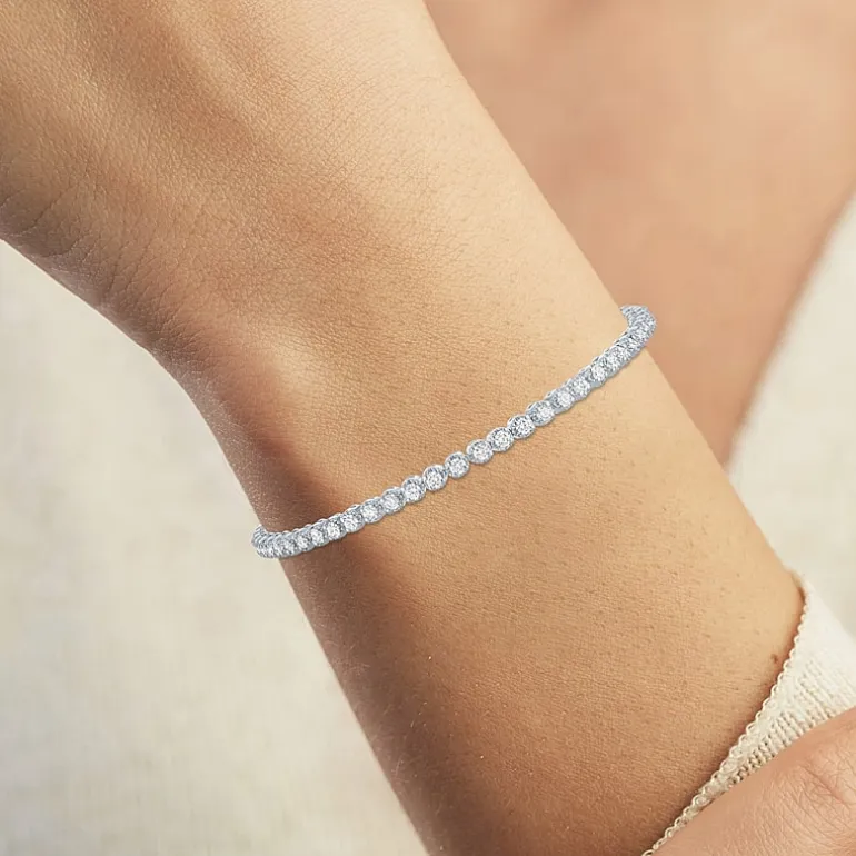 (G-H / Si2-I1) Womens 2 CT. T.W. Lab Grown White Diamond Sterling Silver 7.25 Inch Tennis Bracelet