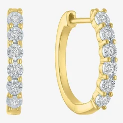 (G-H, Si2-I1) Womens 1/7 CT. T.W. Lab Grown White Diamond 14K Gold Over Silver 2 Pair Earring Set