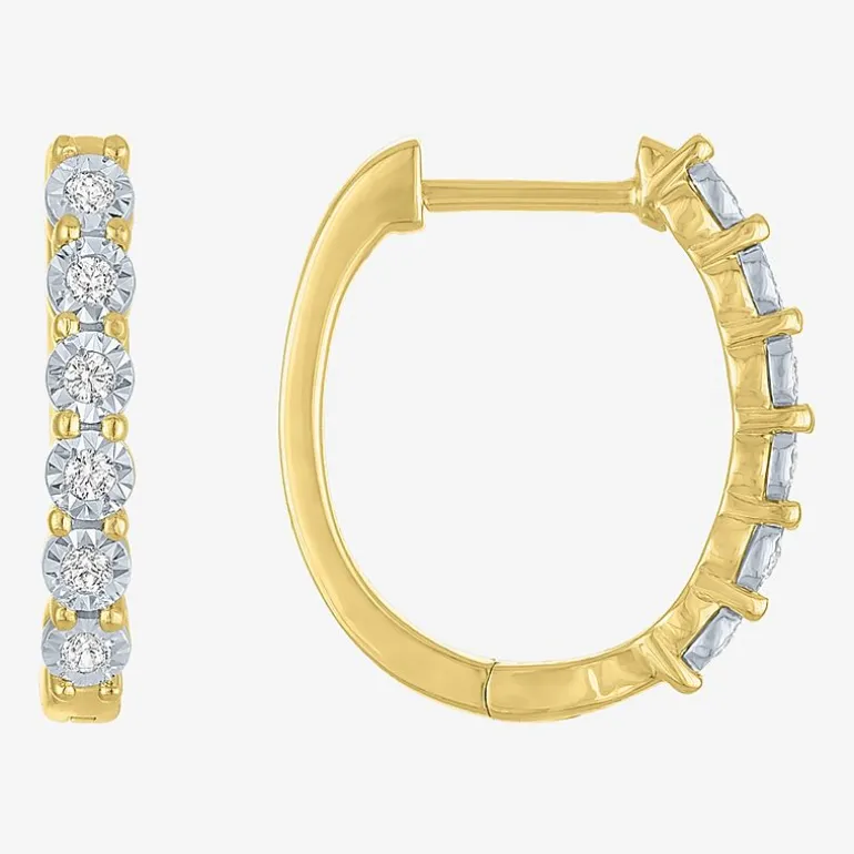 (G-H, Si2-I1) Womens 1/7 CT. T.W. Lab Grown White Diamond 14K Gold Over Silver 2 Pair Earring Set