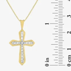 (G-H / Si2-I1) Womens 1/3 CT. T.W. Lab Grown White Diamond 10K Gold Cross 18 Inch Pendant Necklace