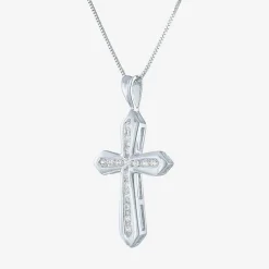 (G-H / Si2-I1) Womens 1/3 CT. T.W. Lab Grown White Diamond 10K Gold Cross 18 Inch Pendant Necklace
