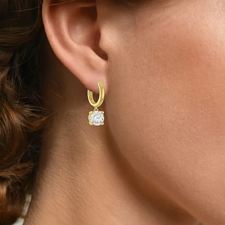 (G-H, Si2-I1) Womens 2 CT. T.W. Lab Grown White Diamond 14K Gold Over Silver 20.2mm Round Hoop Earrings