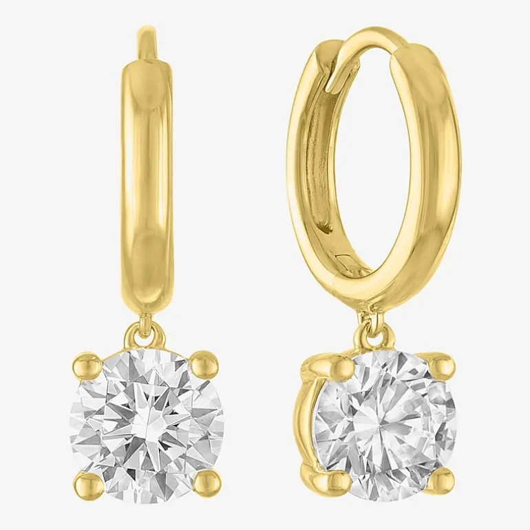 (G-H, Si2-I1) Womens 2 CT. T.W. Lab Grown White Diamond 14K Gold Over Silver 20.2mm Round Hoop Earrings