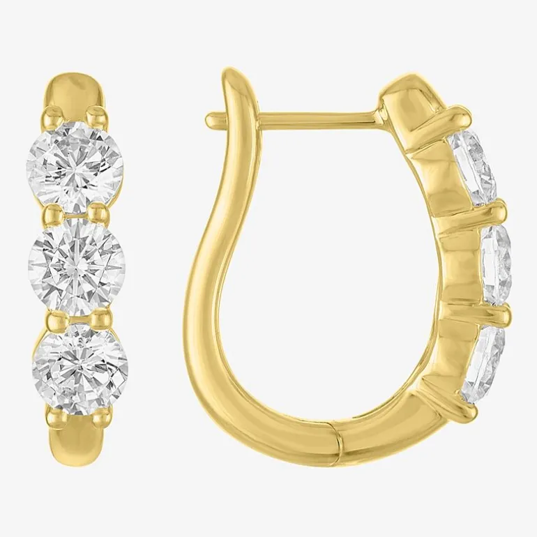 (G-H, Si2-I1) Womens 2 CT. T.W. Lab Grown White Diamond 14K Gold Over Silver 16.7mm Round Hoop Earrings