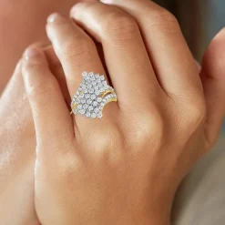 (G-H, Si2-I1) Womens 2 CT. T.W. Lab Grown White Diamond 10K Gold Bypass Cocktail Ring