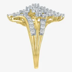 (G-H, Si2-I1) Womens 2 CT. T.W. Lab Grown White Diamond 10K Gold Bypass Cocktail Ring