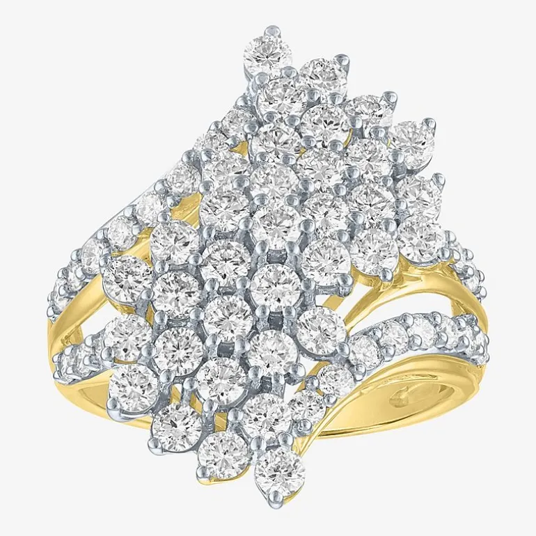(G-H, Si2-I1) Womens 2 CT. T.W. Lab Grown White Diamond 10K Gold Bypass Cocktail Ring