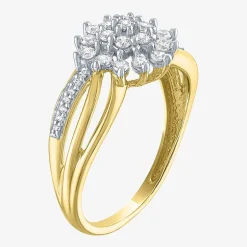 (G-H / Si2-I1) Womens 1/3 CT. T.W. Lab Grown White Diamond 10K Gold Cluster Cocktail Ring