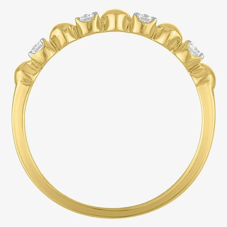 (G-H / Si2 I1) Womens 1/10 CT. T.W. Lab Grown White Diamond 10K Gold Heart Anniversary Wedding Band