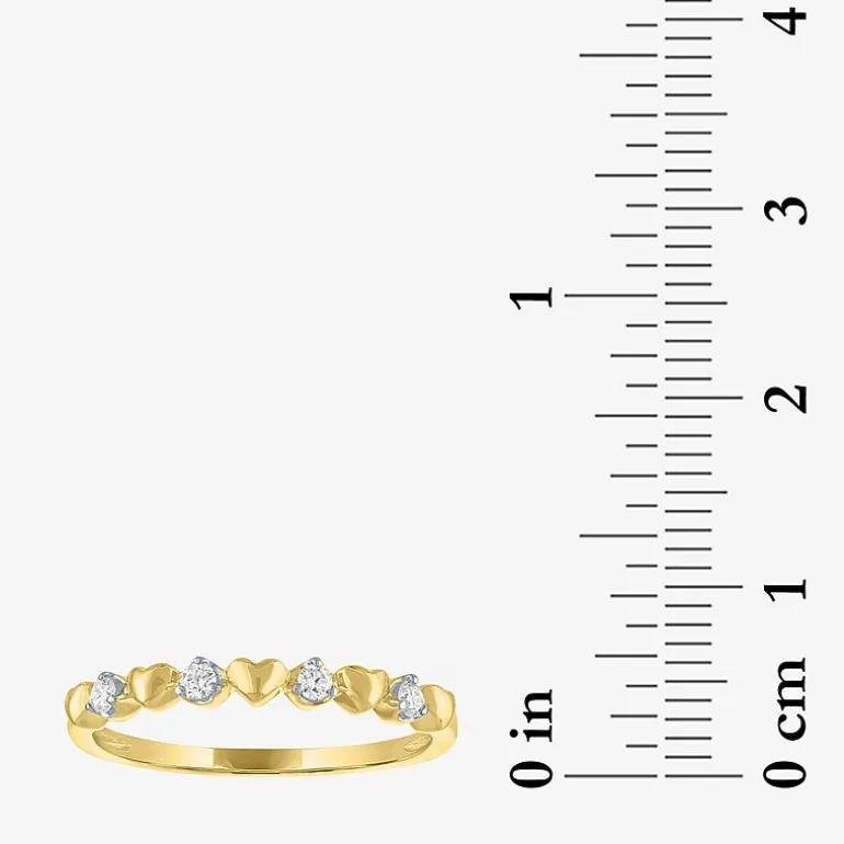(G-H / Si2 I1) Womens 1/10 CT. T.W. Lab Grown White Diamond 10K Gold Heart Anniversary Wedding Band
