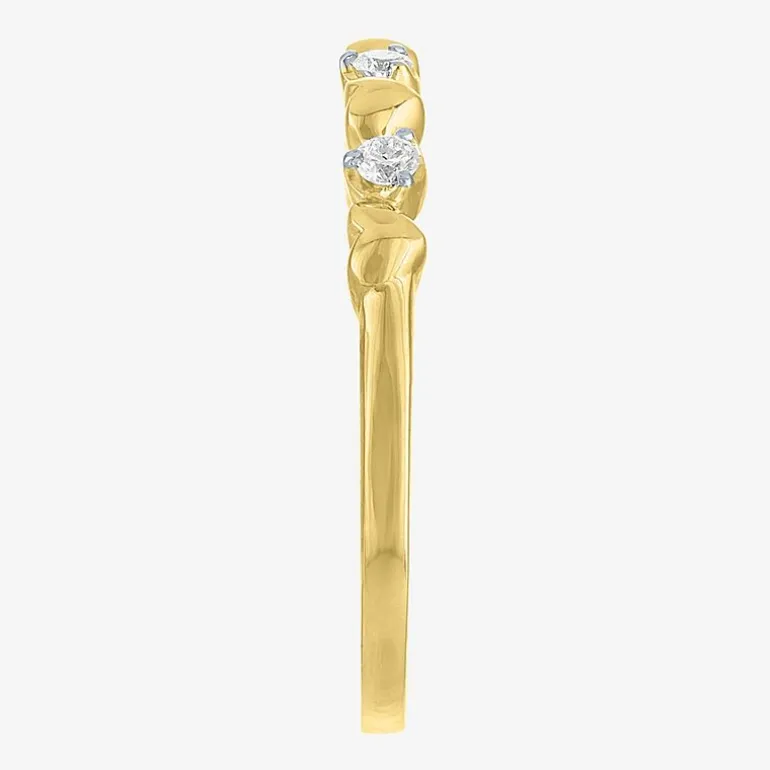 (G-H / Si2 I1) Womens 1/10 CT. T.W. Lab Grown White Diamond 10K Gold Heart Anniversary Wedding Band