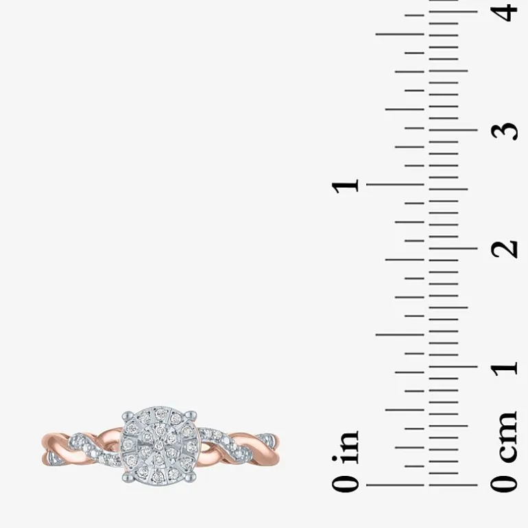 (G-H / Si2-I1) Womens 1/10 CT. T.W. Lab Grown White Diamond Sterling Silver Round Side Stone Promise Ring
