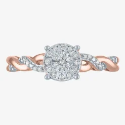 (G-H / Si2-I1) Womens 1/10 CT. T.W. Lab Grown White Diamond Sterling Silver Round Side Stone Promise Ring