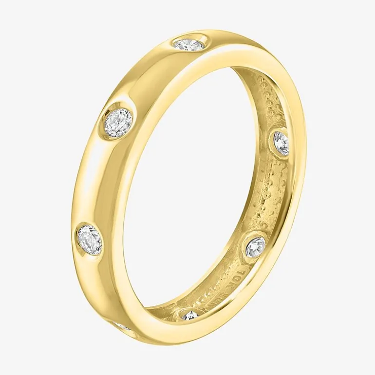 (G-H / Si2-I1) Womens 1/3 CT. T.W. Lab Grown White Diamond 10K Gold Delicate Wedding Band