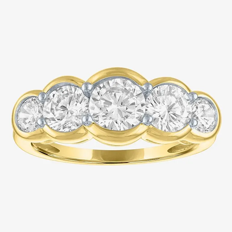G-H / Si2-I1 Womens 7.5MM 2 CT. T.W. Lab Grown White Diamond 10K Gold 5-Stone Anniversary Band