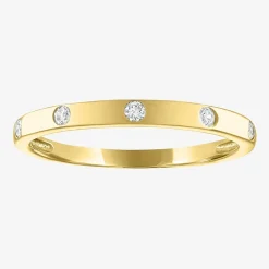 (G-H / Si2-I1) Womens 2MM 1/10 CT. T.W. Lab Grown White Diamond 10K Gold Wedding Band