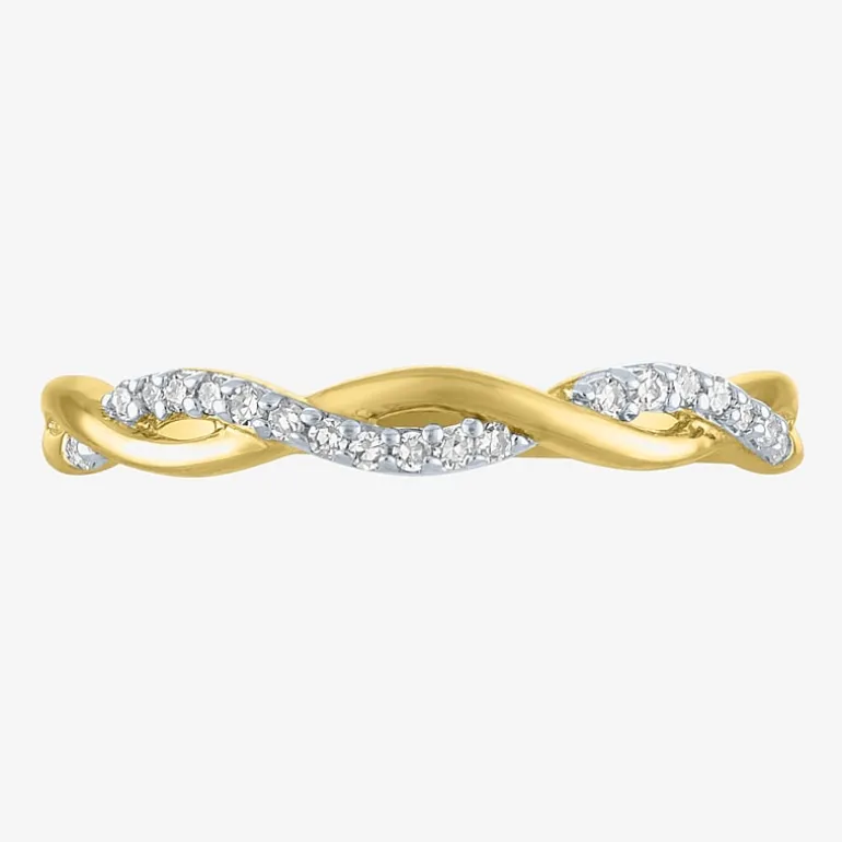 (G-H / Si2-I1) Womens 3MM 1/10 CT. T.W. Lab Grown White Diamond 10K Gold Wedding Band