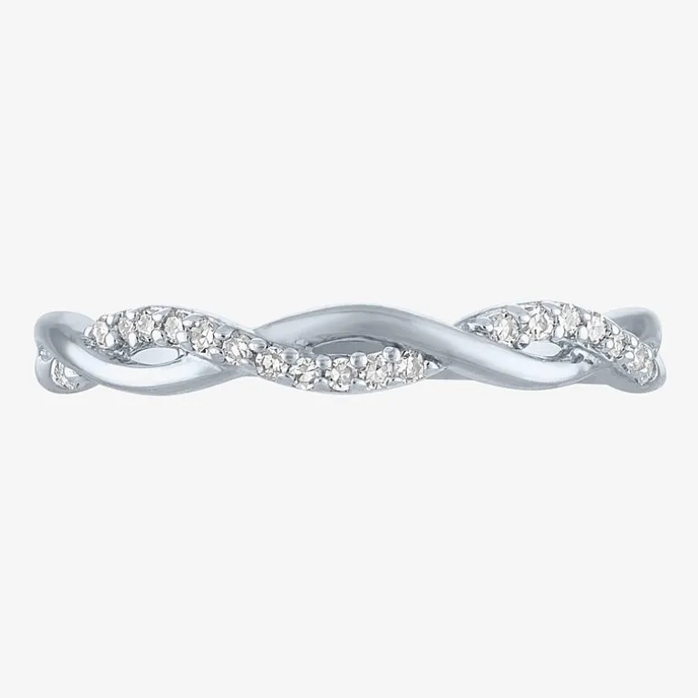 (G-H / Si2-I1) Womens 3MM 1/10 CT. T.W. Lab Grown White Diamond 10K Gold Wedding Band